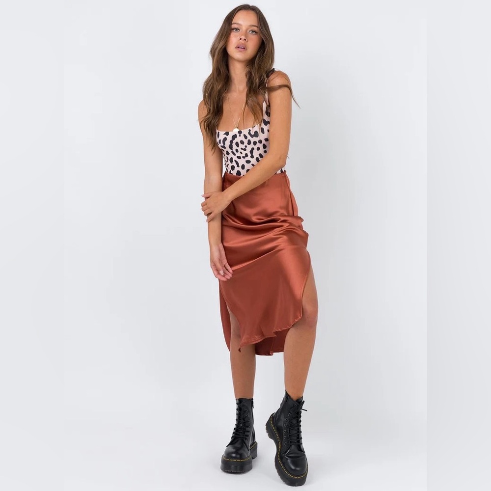 Princess Polly Cleo Lavoe Midi Skirt Rust orange size US 0